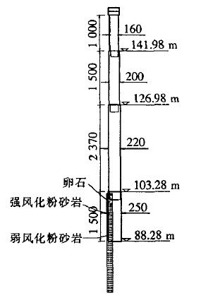 圖1 舒溪口大橋基礎(chǔ)、下部構(gòu)造尺寸(單位：cm)