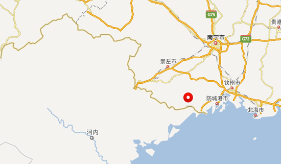 資料圖：廣西防城港市灘散村位置。