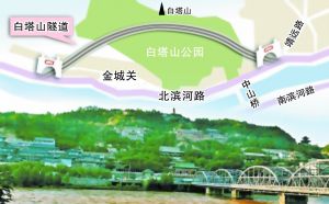 白塔山隧道線(xiàn)路示意圖。本報(bào)記者師向東
