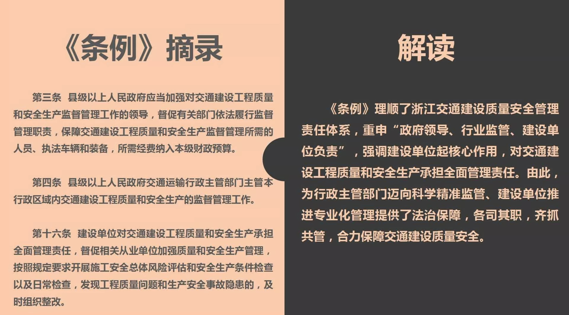 《浙江省交通建設工程質量和安全生產(chǎn)管理條例》解讀